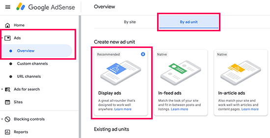 WordPress AdSense - AdSense By Ad Unit Tab